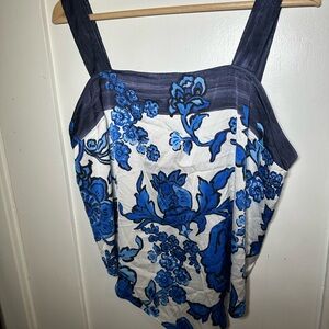 Rachel Zoe Asymmetrical White and Blue Tank Top